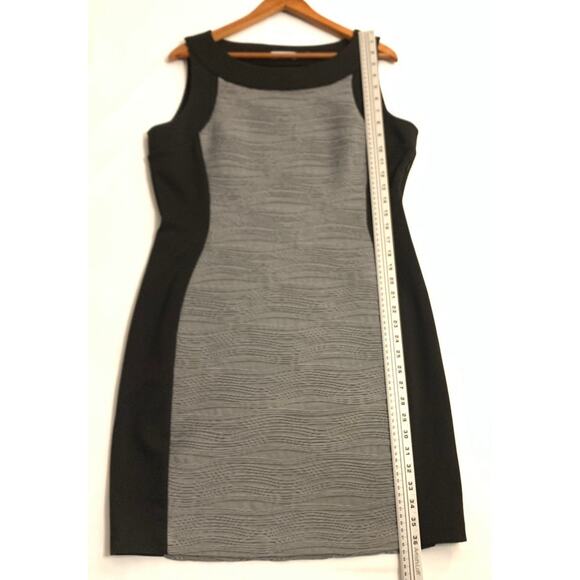 Calvin Klein Black Gray Textured Womens Sheath Dress Sleeveless Lined Size 14 - Picture 7 of 11